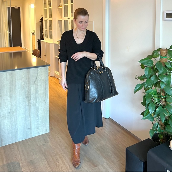 Yves Saint Laurent Rive Gauche Black Leather Muse Handbag Made in Italy - Picture 2 of 13